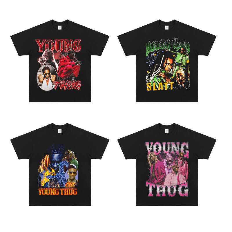 Cotton T European Code Young Thug VTG High Street Rap Hip Hop Digital Printed Short Sleeve Men's Jeff