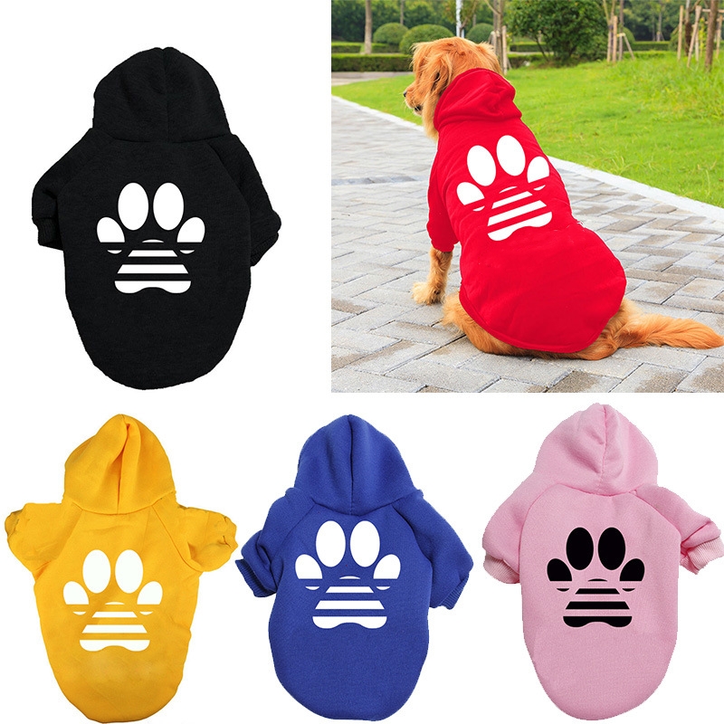 Dog Hoodie with Large Dog Paw Print Pattern Dog Sweatshirt with Hood, Warm Fleece Dog Sweater Clothes Cozy Soft Coats for Cats Puppies Small Dogs 6XL 
