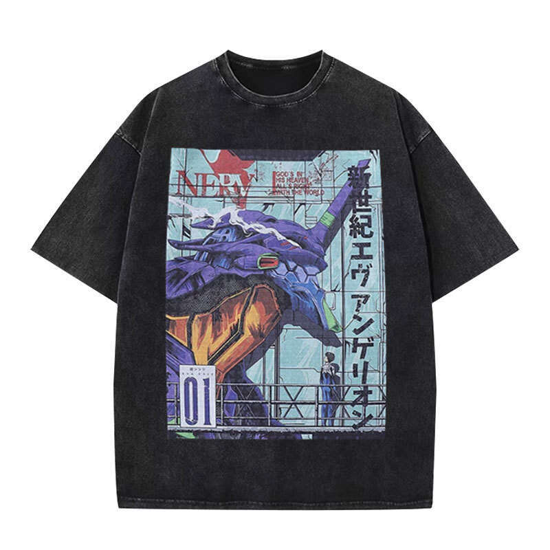 2025 Summer New Harajuku Oversized Short Sleeve and Women Cartoon Anime Printed T-shirt Top for Men