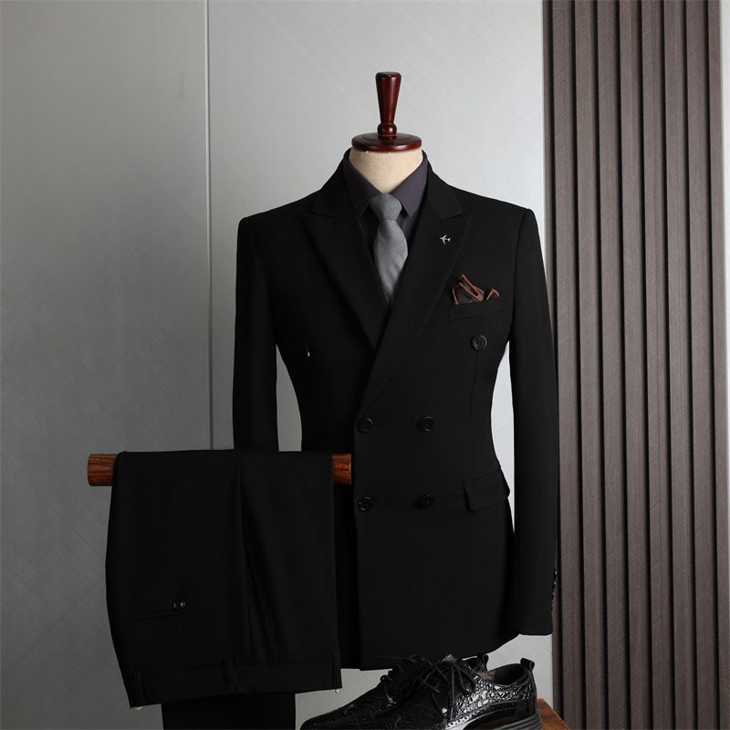 F226Elegant Men's Korean Design Slim Cut Business Suit Set for Professional Settings