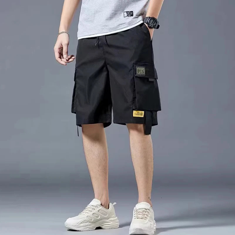Cargo shorts mens summer loose-fitting five-point pants multi-pocket functional sports pants 250225