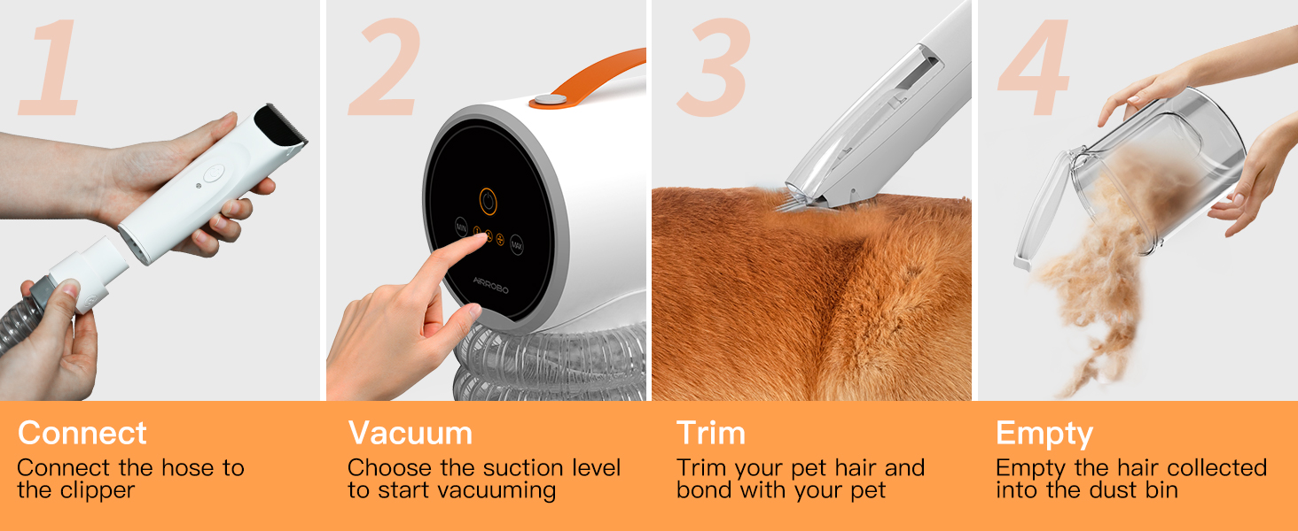 Efficient Dog Grooming Solution by AirRobo - Dual-Purpose Brushing and Vacuum Cleaner Set