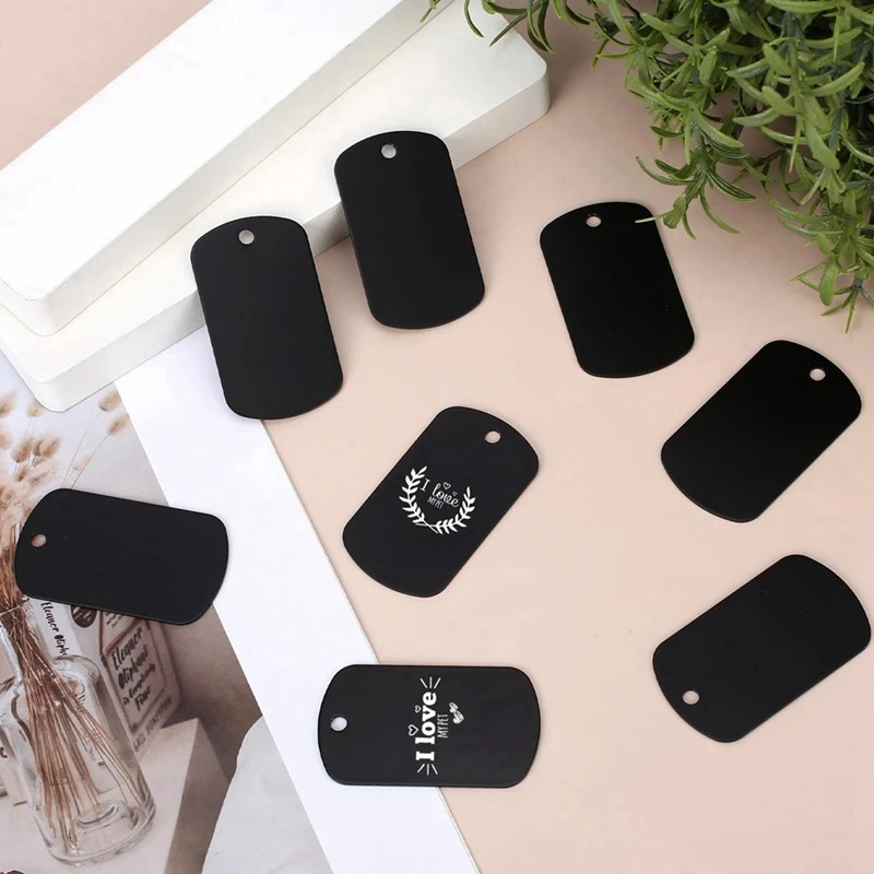 50 Pcs Metal Stamping Blanks Black For Stamping Engraving Blanks Aluminum Stamping Blanks Keychain Blank Dog Tag Easy Install 250221