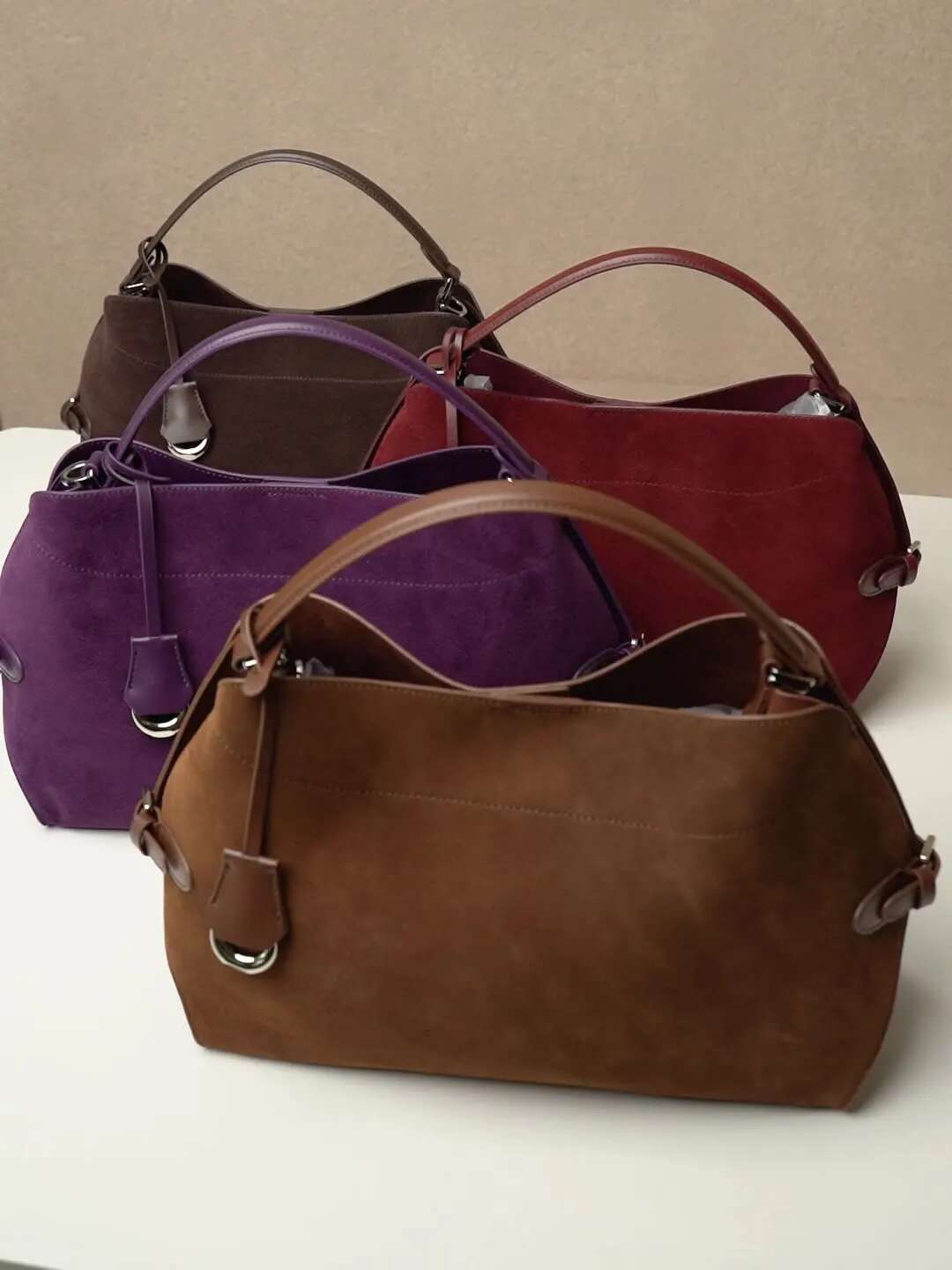 Rectangular Bags Original Brand Women Designer Large Women's Suede Fur Hand Bag Shoulder Bag