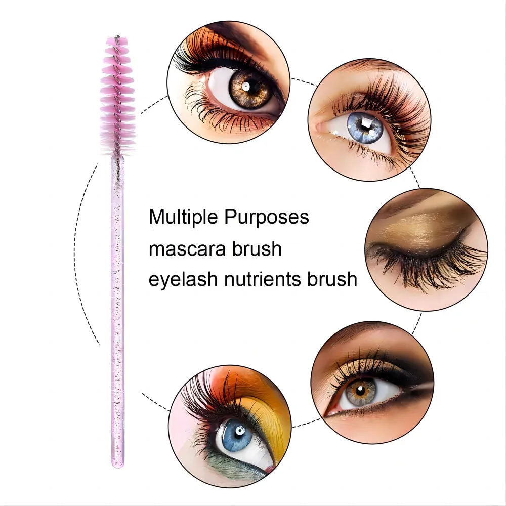 Reusable Eyelash Brush Tube 50pcs Eyelash Wands Eyebrow Brush Replaceable Dust-proof Sparkling Broken Diamond Bottom LAUKISS 250224