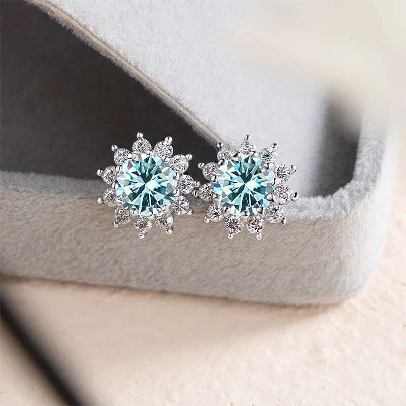 JoyceJelly 1 carat D Color Moissanite Dia Earrings S Sterg Sier Jewelry For Women Suower Shaped Ear-studs Wedding