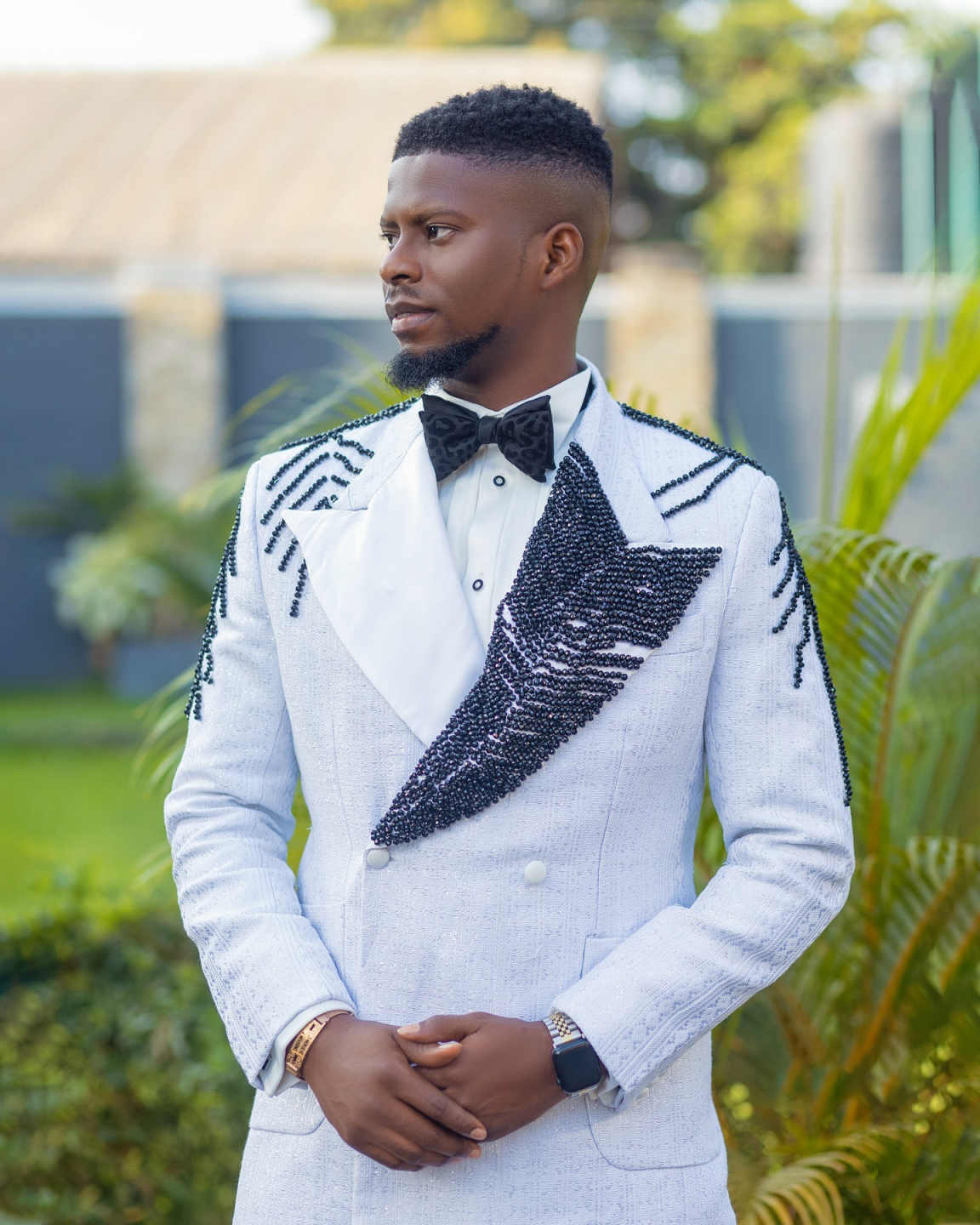 Gorgeous Wedding Tuxedos Splicing Colors Beading Double Breasted Men Suits Peaked Lapel 2 Piece Set Jacket Pants Business Blazers Customized