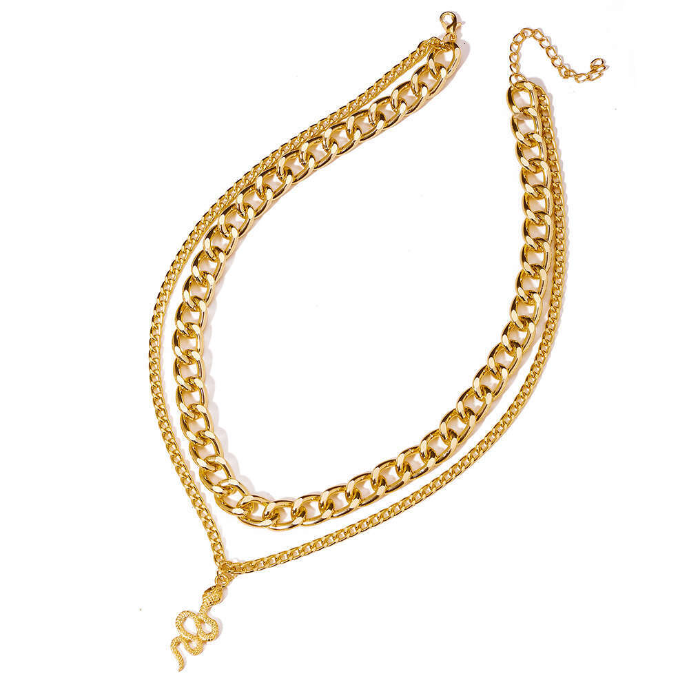 53126 New Snake Pendant Necklace Instagram Creative and Personalized Punk Style Thick Double Layer Collar Chain for Women