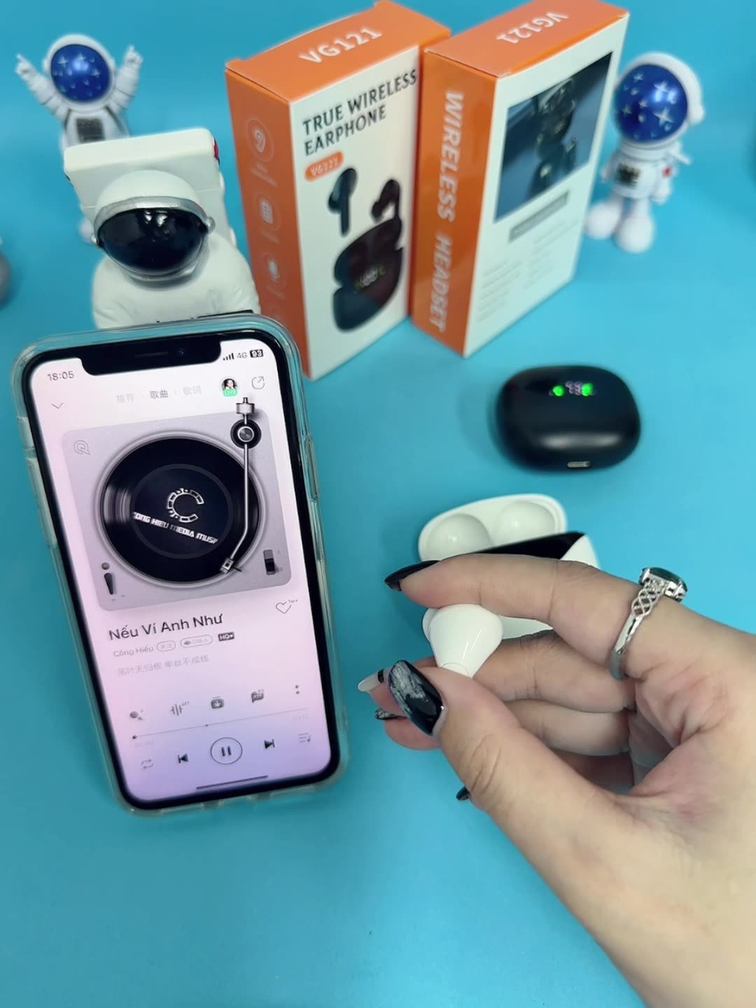 VG121 Wireless Headphones Bluetooth 5.1 TWS Waterproof Sports Headset Earphone Noise Reduction with Mic Charging Box for Games