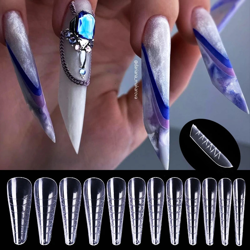 False Nail Tips Acrylic Finger UV Gel Polish Quick Building Mold Sculpted Full Cover Manicures Tool Set 250217