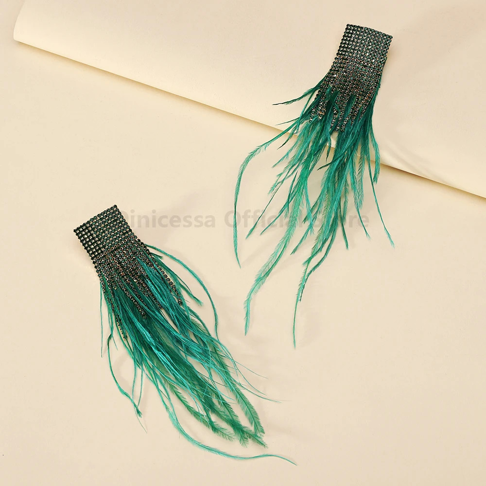 Charm Elegant Feather Tassel Bride Wedding Party Pendant Jewelry Trend Holiday Decor Dangle Drop Earrings For Women Gift 250225