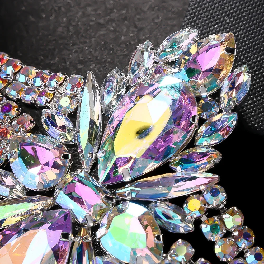 Colorful Geometric Thigh Chain Elastic Belly Dance for Women Party Exaggerate Crystal Leg Jewelry Garter Body Decoration 250225