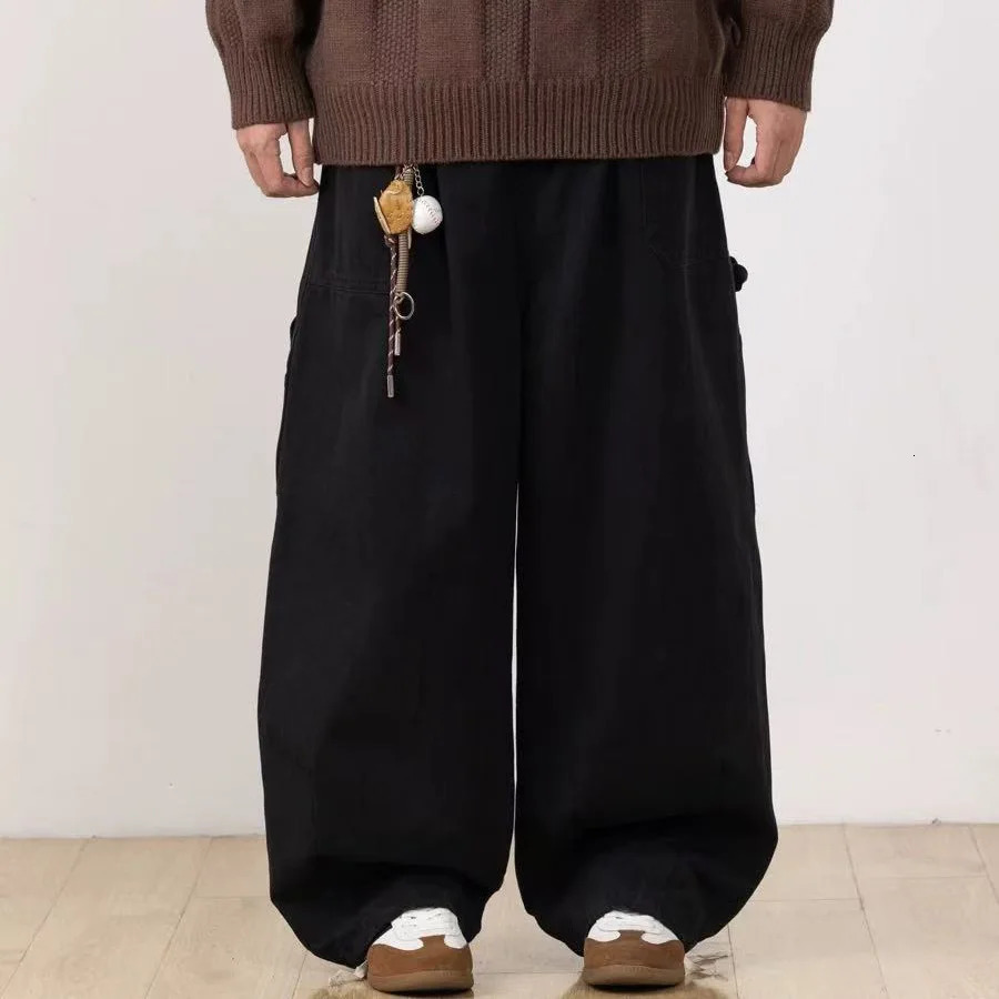Mens Japanese Korean Streetwear Cityboy Fashion Loose Casual Vintage Wide Leg Cargo Pants Male Women Oversize Harem Trousers 250225