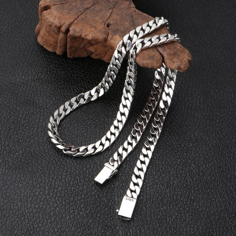 7mm BOCAI Real S925 Silver Jewelry Accessory Cuban Chain Fashion Punk Rock Hip-Hop Bold and Domineering Mens Necklace 250225