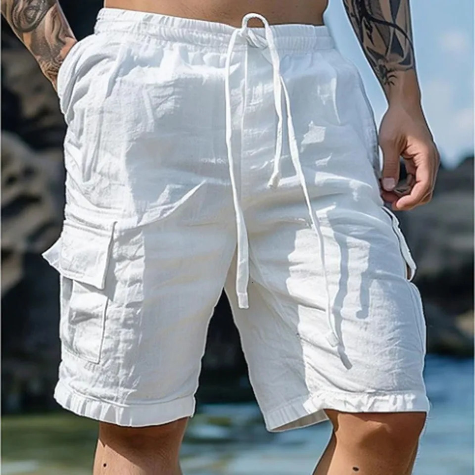 For Beach Loose Fit Shorts Mens Cargo Casual Style Medium Stretch Polyester Fabric Regular Length 250214