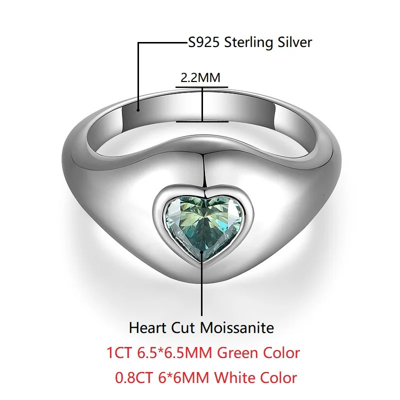Halaile D Color S925 Sterling Silver Love Heart Solitaire Ring with GRA Sparkly Fine Jewelry Women Mens Wedding Gift 250220