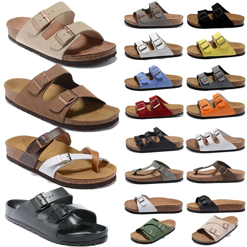 Men Women Designer Sandals Leather Suede Slides Buckle Strap Slippers Pantoufle Clogs Shoes Black Grey White