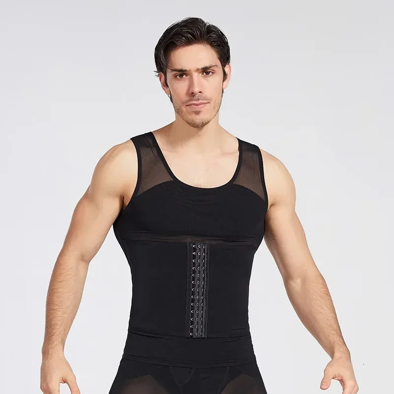 Mens Body Shaper Compression Vest Abdomen Shapewear Tummy Slimming Sheath Gynecomastia Shapers Corset Waist Trainer Fashion Tops 250213