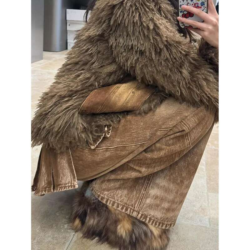 Women's Brown Splicing Cargo Baggy Y2k Japanese Haruku High Street 2000S Style Streetwear Aesthetic 90S Retro Jeans 2025