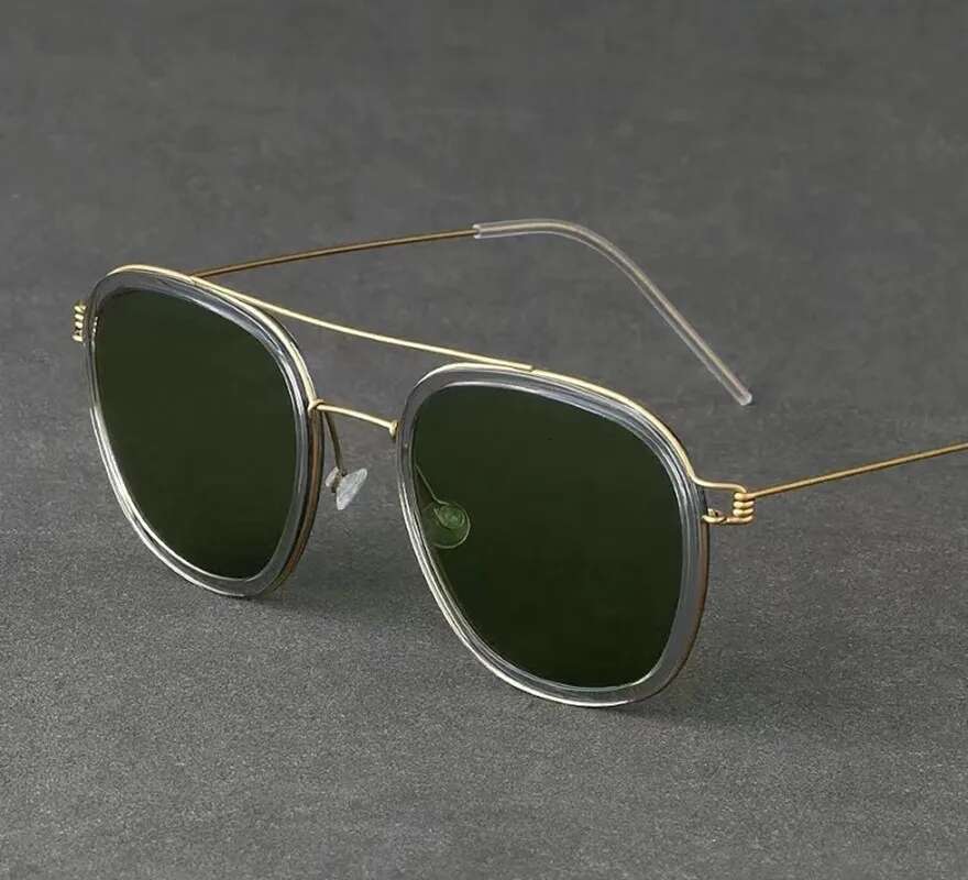 Denmark Brand Sunglasses 8205 Men Double Beam Retro Square Frames Titanium Screwless Sun Glasses Prescription Optical Eyeglasses