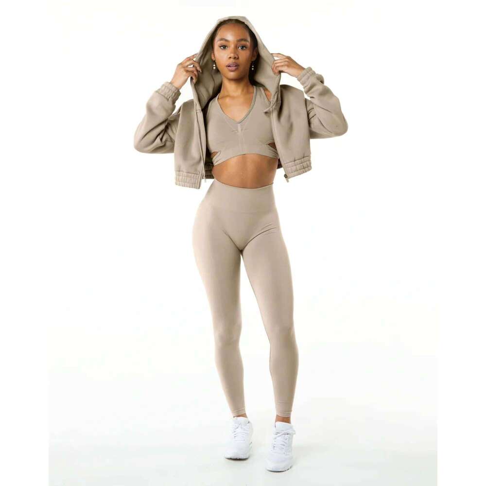 55% Cotton 45% Spandex Drop Shoulder Style Oversized Cropped Fit En Women Classic Capital Full-Zip Crop Hoodie