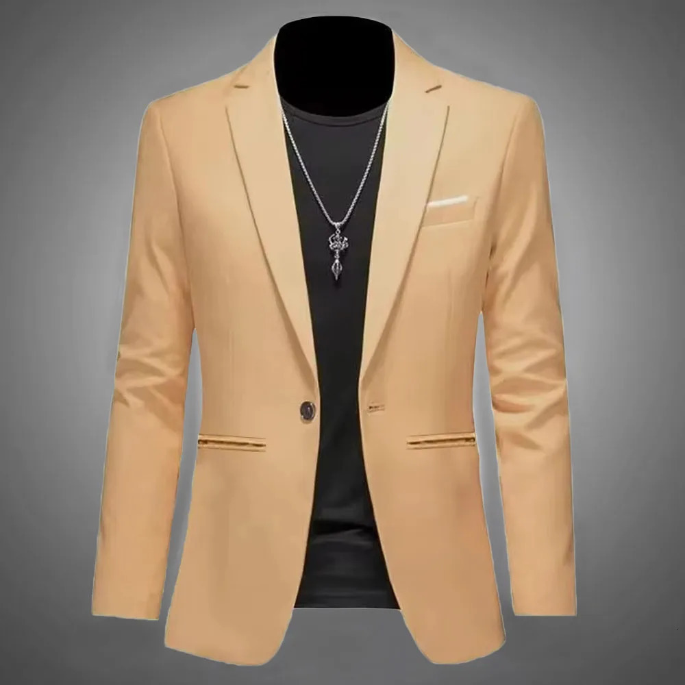 Mens Trendy Leisure Boutique Suit Jacket Autumn Casual Business Slim Fit Non-ironing Single Button Suit Solid Formal Blouse 250226