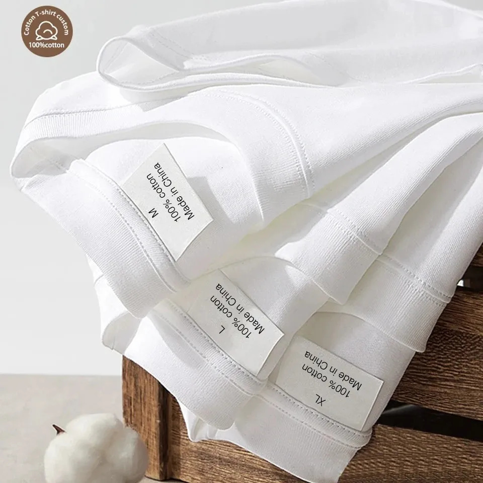 High quality ultra-fine mens plain T-shirt short sleeved T-shirt 100% pure cotton solid color casual trend white black top 250224