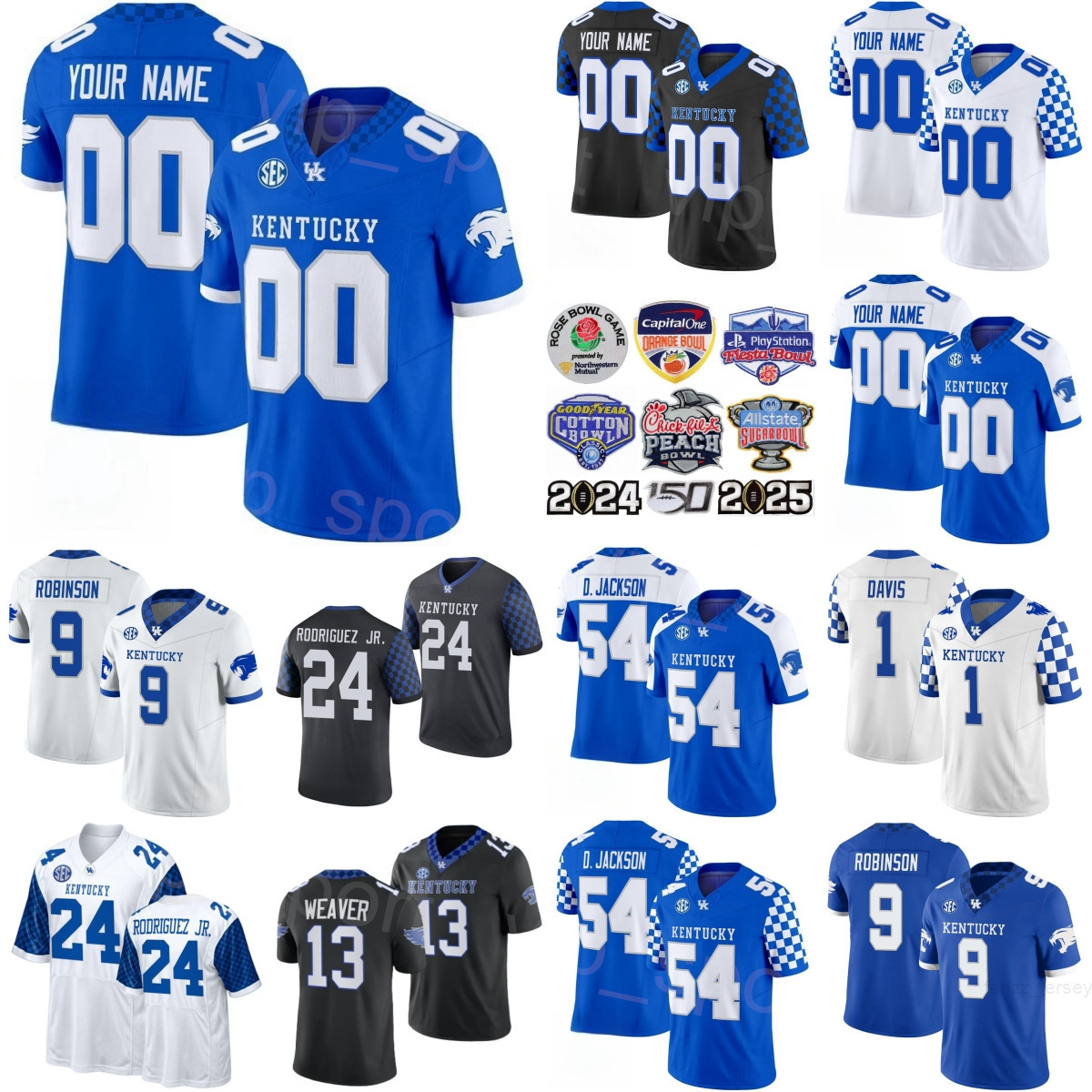 2025 Football Kentucky Wildcats University Maxwell Hairston Jersey College Tayvion Robinson DEryk Jackson Chris Rodriguez Devin Leary Ray Davis Barion Brown