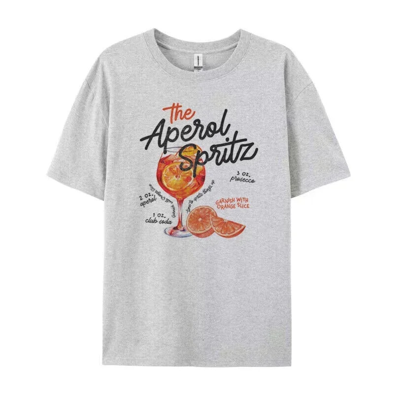 Aperol Spritz Retro Cocktail Graphic Tees Women Cute Alcohol Drink T Shirt Loose Cotton Printed T-Shirts Unisex Vintage Top Gift 250226
