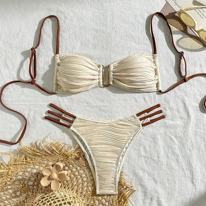 Women's Swimwear Sexy Halter Bikini Set Beach Style Swimsuit Two-piece Bra Briefs Bathing Suit Brazilian Biquinis