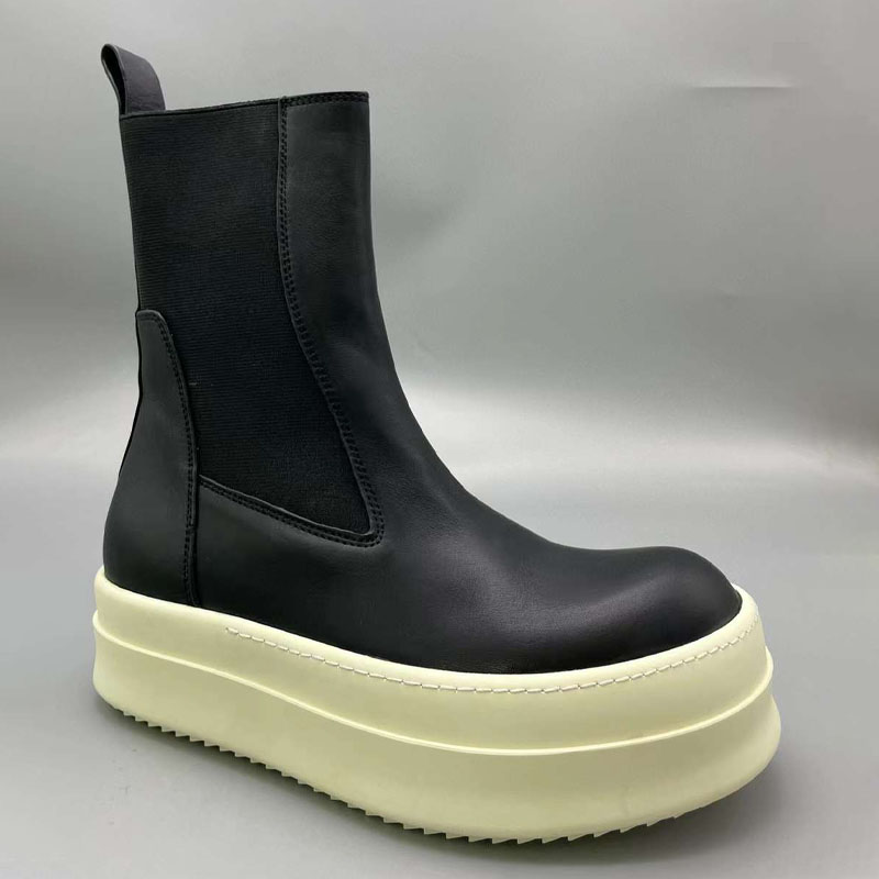 Men's Dark Style Chelsea Boots, Genuine Leather Slip-On Platform Boots, Thick Bottom for Men p30d50
