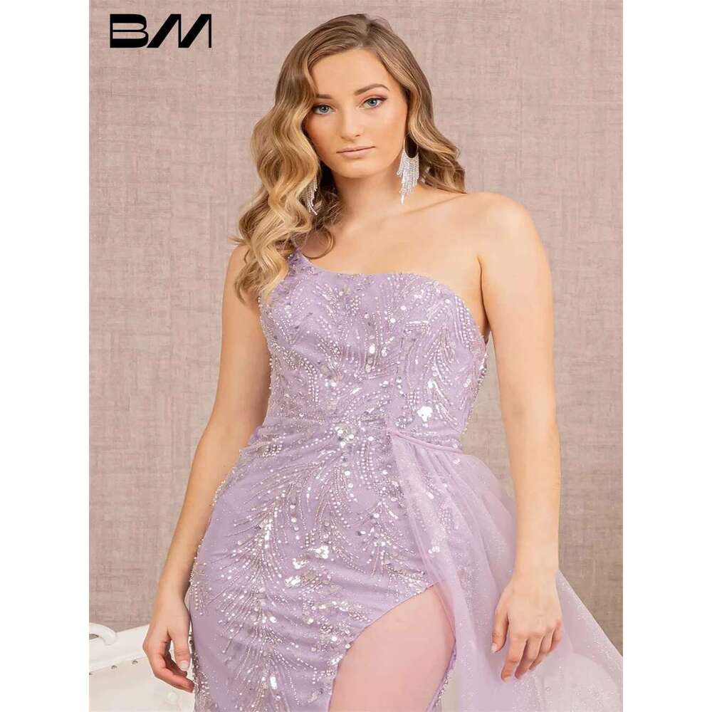 Sexy Sequins One Shoulder Tail Party Shiny Appliques Strapless Illusion Evening Dress Bridal prom Dresses