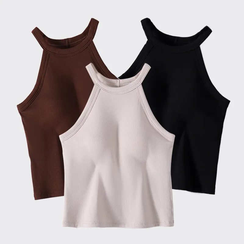 A364 Neck Vest With Chest Pad One-Piece Sg Wearing Yoga Beautiful Back Long Sleeveless Top Summer