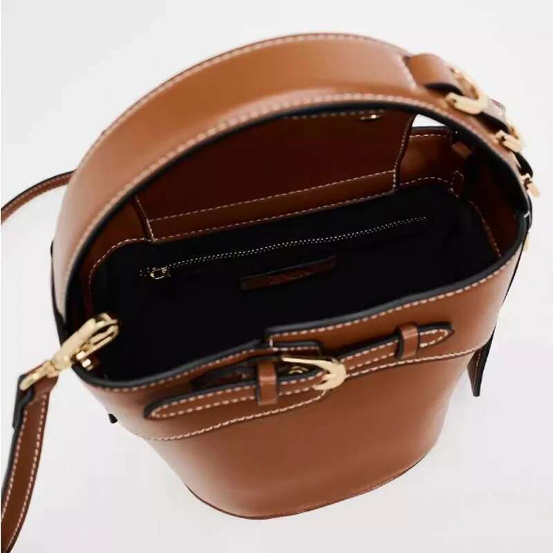 New Brown Buckle Strap Shoulder bags designer handbags Fashion PU Leather Bucket Crossbody Bag