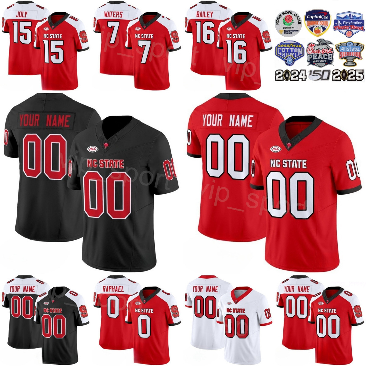 2025 College NC State Wolfpack Football 16 CJ Bailey Jersey 20 Hollywood Smothers 7 Waters Kendrick Raphael Justin Joly Noah Rogers Grayson McCall Mans Kids Woman
