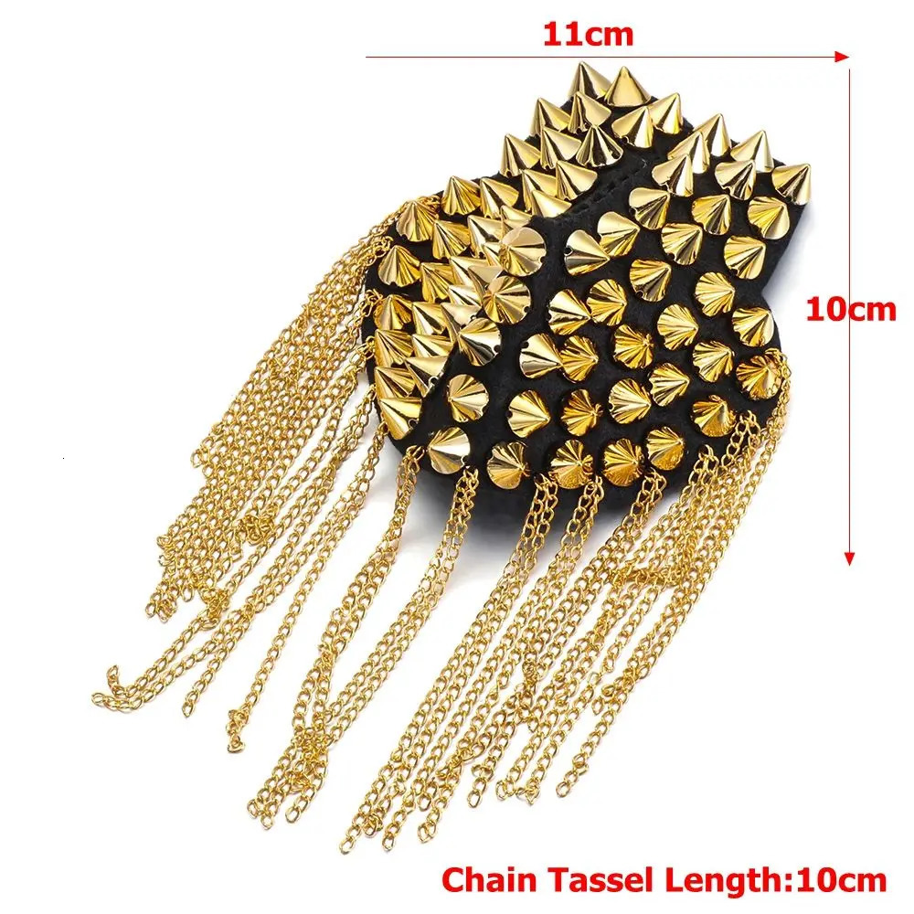 Coat Punk Clothing Accessories Tassel Metal Epaulet Dress Decoration River Pad Brooch Fringed Shoulder Stamp 250225