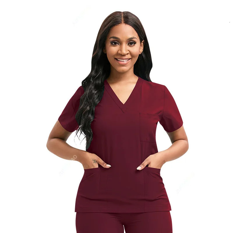 Scrubs Set Uniforms Stretch Scrub Tops With Pocket Pants Nurse Uniform Doctor Surgery Overalls Beauty Salon Workwear 250225
