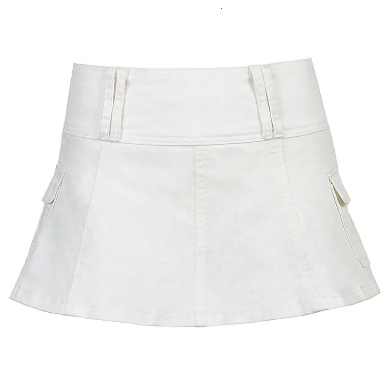 Street s 100-style low-waist sexy lotus leaf edge skirt solid color half-body skirt hip denim skirt pleated skirt 250225