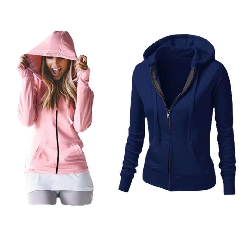 Wholesale Solid Color Hot Sale Sweatshirt Ladies Hoodie Long Sleeve Zipper Custom Women's Hoodies