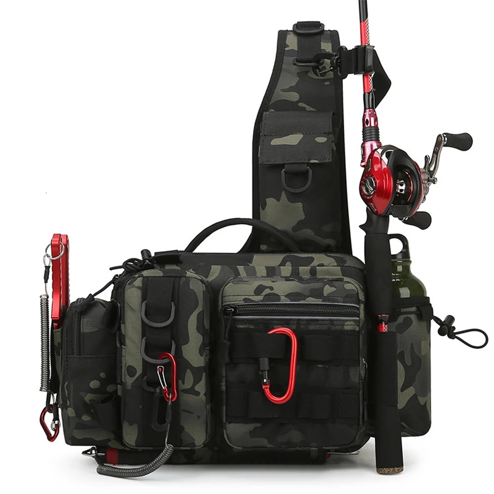 Fishing Tackle Backpack Lure Box Gear Storage Bag Fanny Pack for Men Fly Fishing Backpack with Rod Holder Sling Shoulder Bag 250226