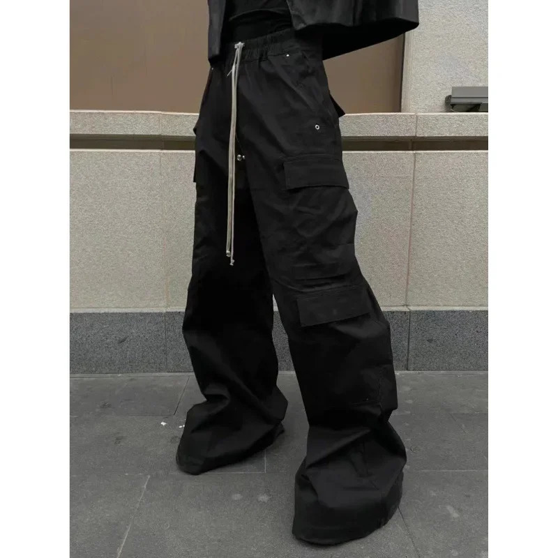 Rodull Black Style Casual Pants 23ss Multi-Pocket Cargo Pants Wide-Leg Bell Bottoms For Men Comfortable Cotton Material 250225