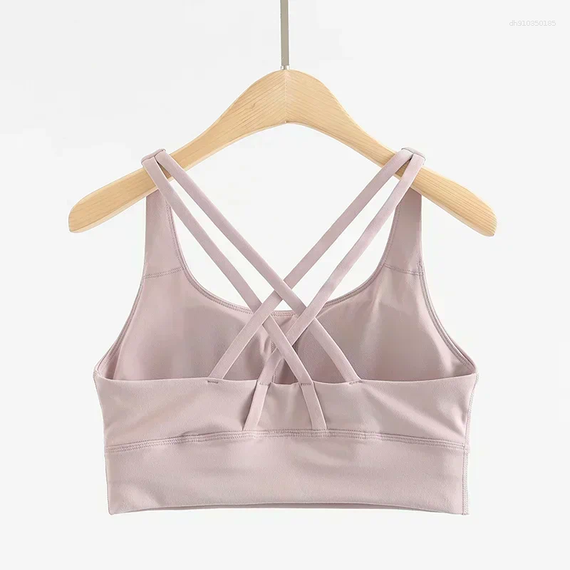 Men's Vests Women Energy Longline Bra Sexy Padded Criss Cross Back Fiess Running Tops Sweat-wicking Medium Support Workout Yoga Bras