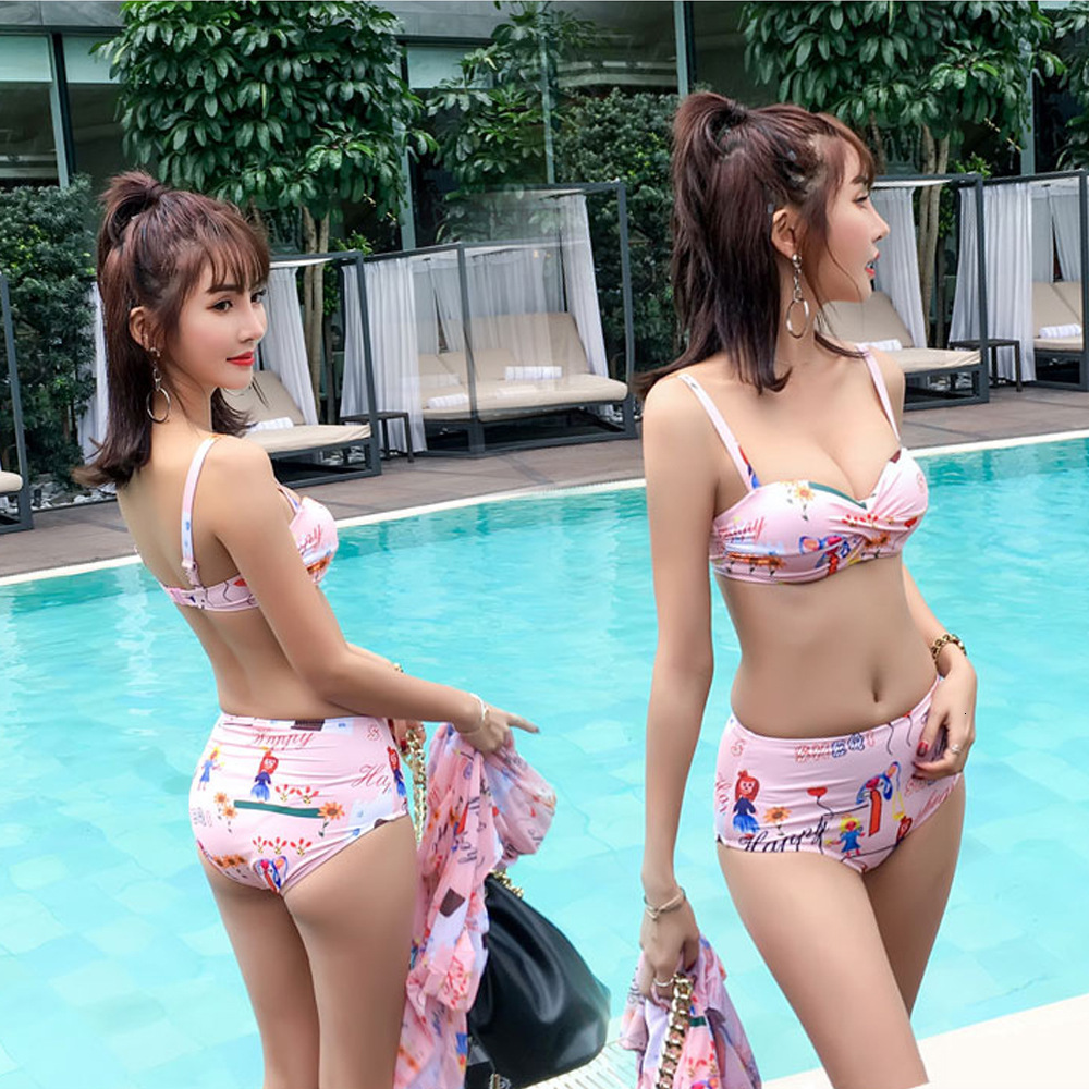 Three piece swimsuit women, covering belly slimming out the firy's conservtive Instgrm style hot spring cover up shirt nd boxer shorts gther for 