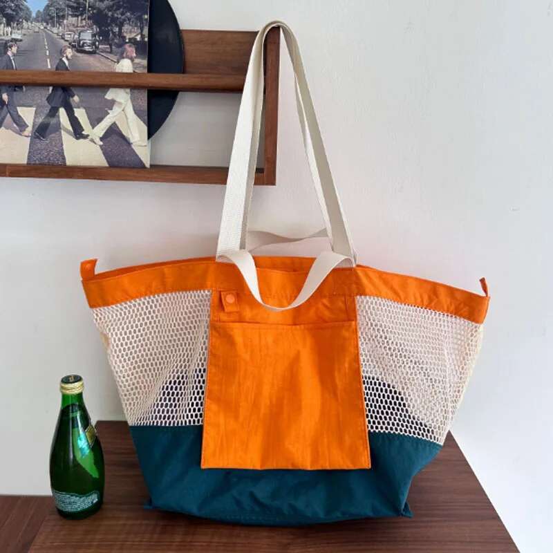 Large Capacity Casual Hollow Out Summer Beach Tote Bag Panelled Women Shoulder Bags Fishnet Big Shopper Purse designer handbags