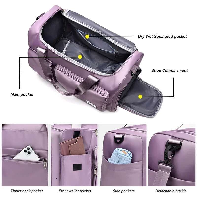 Carry On Travel Bag Large Capacity Weekender Overnight Duffle with Shoe Compartment Sports Fiess Bags for Women 2024