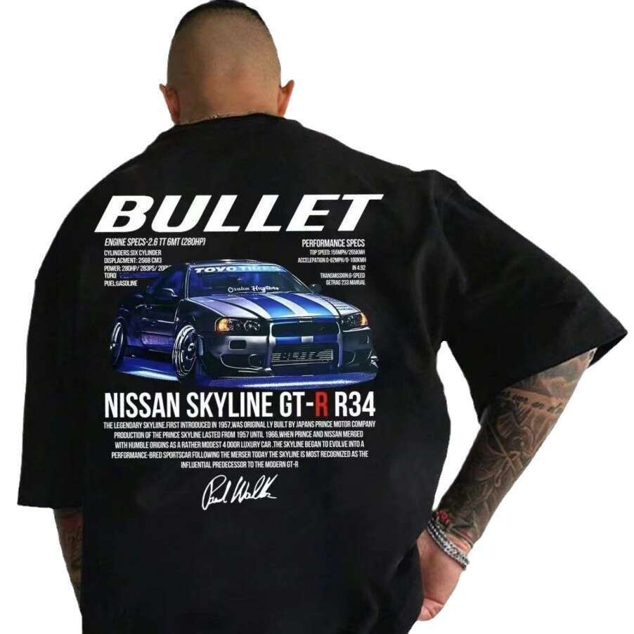 Nissan GTR Warrior R35R34 modified team short sleeved men's summer cotton versatile trendy T-shirt clothes