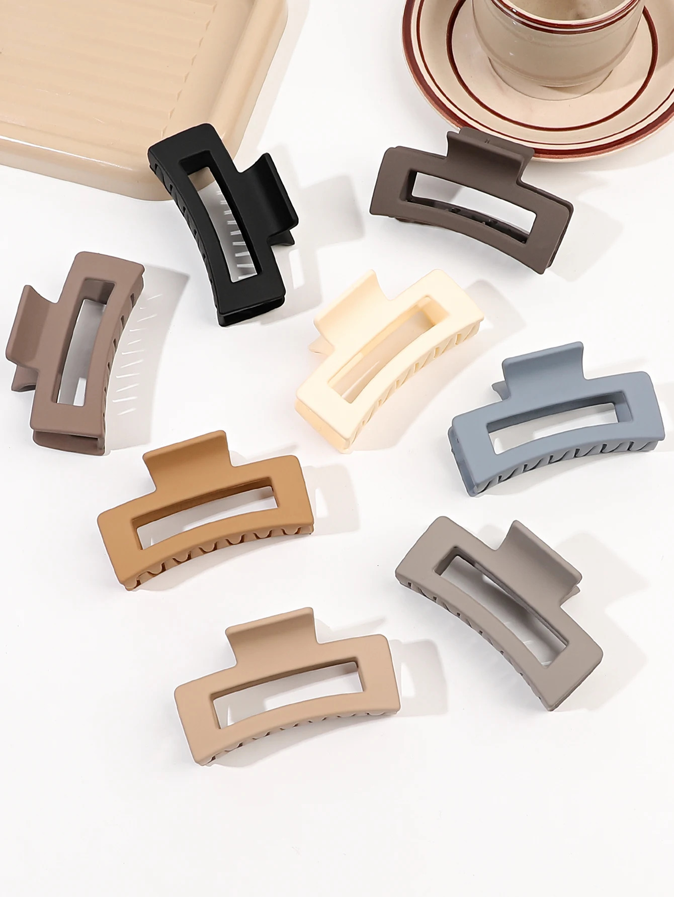 8piece set of rectangular hair clips solid color elegant suitable for all hairstyles womens non slip 250218