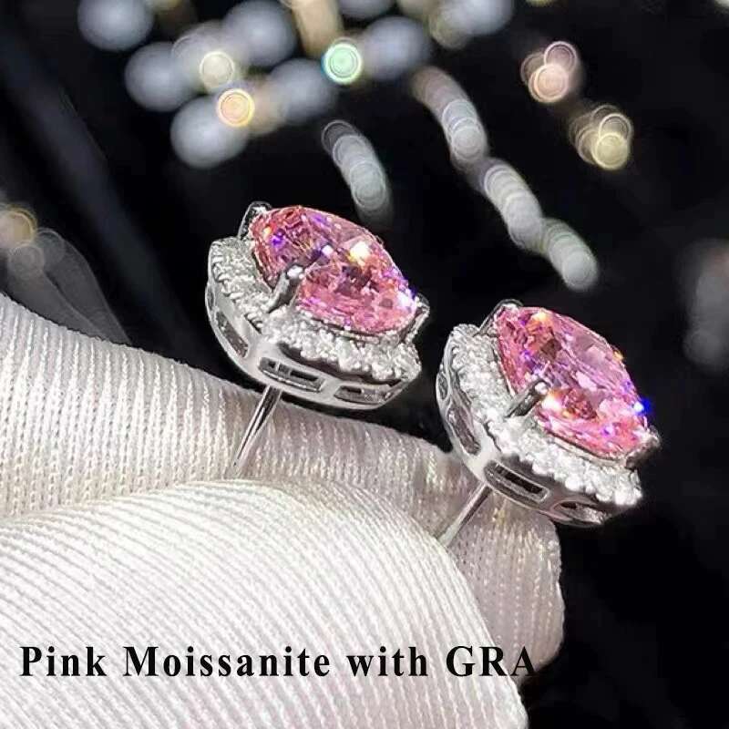 2 GRA Certificates S Sterg Sier Stud Earrings For Women And Men 100% Real Moissanite Pass Dia Test Pen Fine Jewelry
