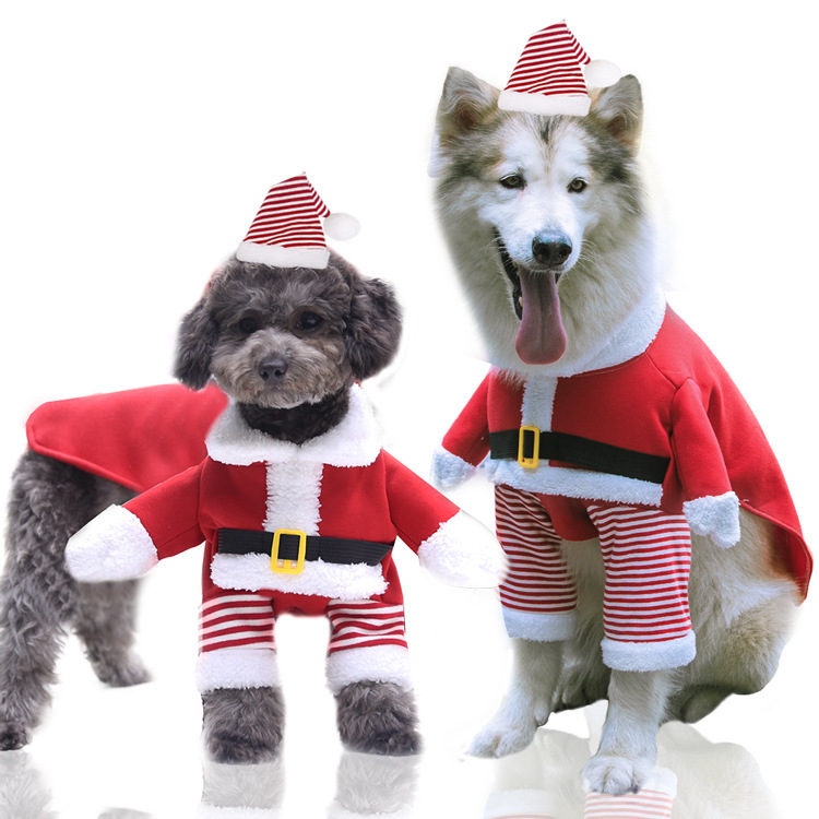 Hilarious Santa Claus - Themed Fleece Two - Legged Transforming Outfits for Medium and Large Dogs, Cats Included! Perfect Autumn - Winter Pe