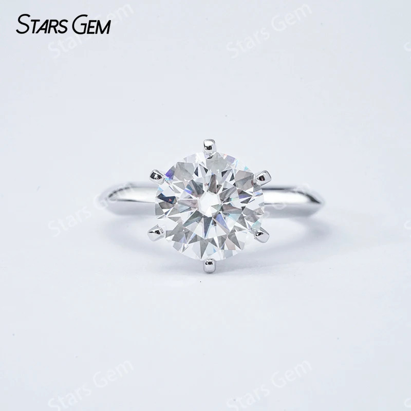 S925 Silver Round Bright Cut Ring Card Engagement Ring Exquisite Jewelry 250220